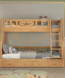 Durable natural wood bunk bed